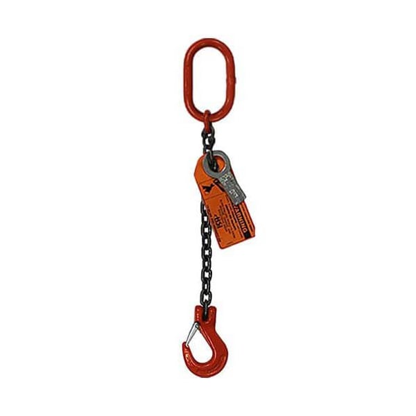 Hsi Sngl Leg Chain Slng, 3/8 in dia, 20ft L, Oblong Link to Slng Hook, 8,800lb Lmt 10SOS3/8-20 - main
